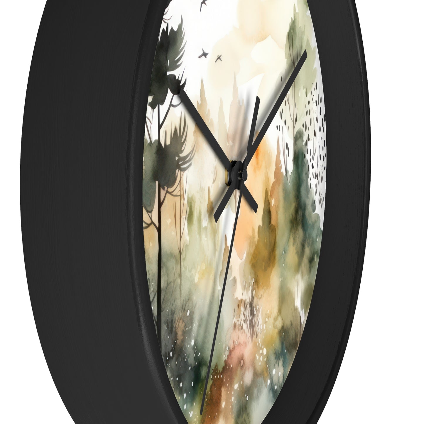 Calm Forest Design Wall Clock featuring a serene nature-inspired timepiece, perfect for stylish home decor, elegant living room accents, contemporary design, and modern interior time-telling elegance.