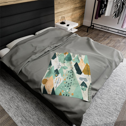 Arboreal Impressions Cozy Fleece Blanket featuring a hygge-inspired throw blanket design, perfect for stylish home decor, ultimate indoor comfort, plush bedding, luxury warmth, and modern living room enhancement.