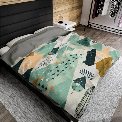 Arboreal Impressions Cozy Fleece Blanket featuring a hygge-inspired throw blanket design, perfect for stylish home decor, ultimate indoor comfort, plush bedding, luxury warmth, and modern living room enhancement.