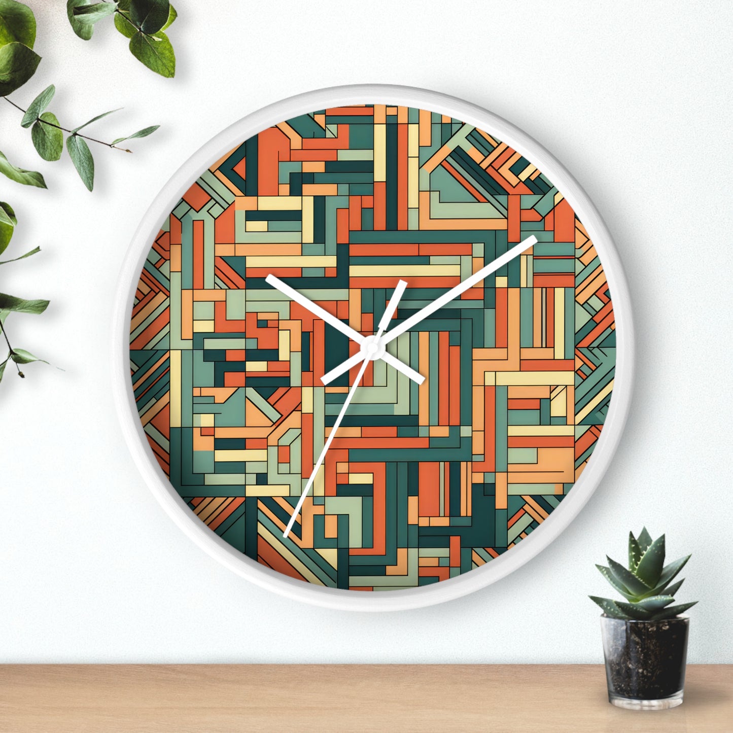 Colorful Maze Design Wall Clock featuring a serene nature-inspired timepiece, perfect for stylish home decor, elegant living room accents, contemporary design, and modern interior time-telling elegance.