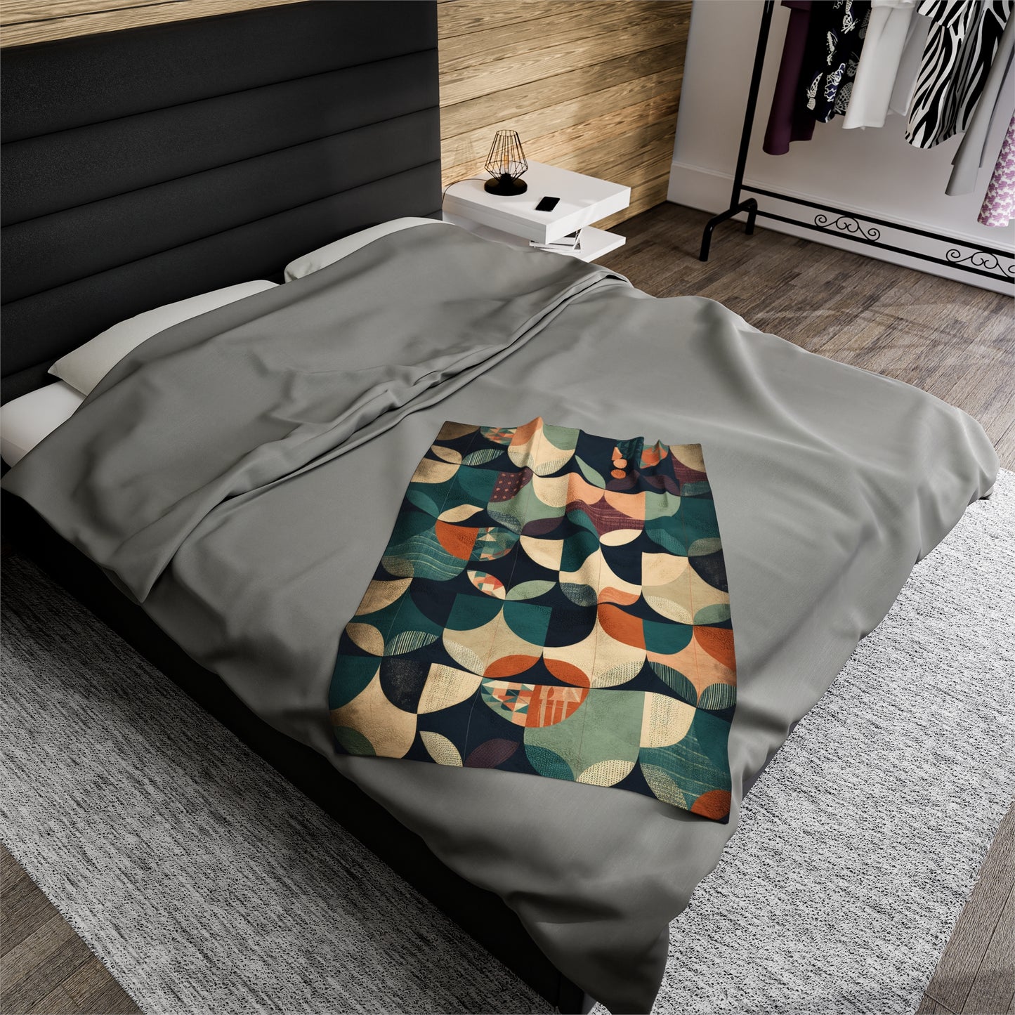 Ambient Geometry Cozy Fleece Blanket featuring a hygge-inspired throw blanket design, perfect for stylish home decor, ultimate indoor comfort, plush bedding, luxury warmth, and modern living room enhancement