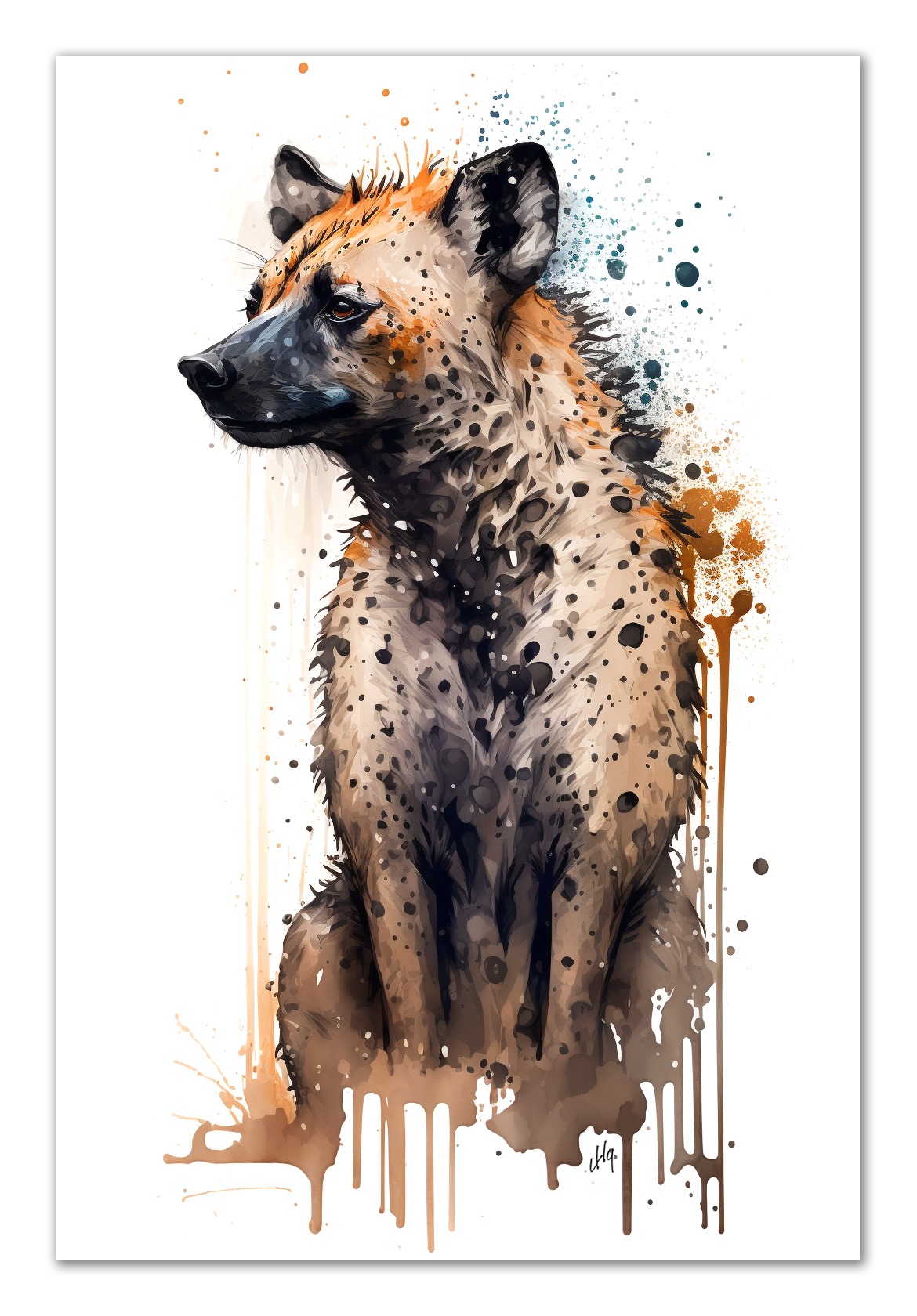 Hyena Wall Art from the Wildlife Collection, a striking representation on canvas, illustrating the raw intensity and natural allure of this often-misunderstood creature. Perfect for those seeking impactful wall art, nature-themed gallery inclusions, dynamic canvas showpieces, and a touch of the wild for contemporary home decor.