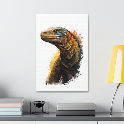 Komodo Dragon Wall Art from the Wildlife Collection, a detailed and vivid portrayal on canvas, highlighting the formidable grace of this ancient reptile. An essential pick for lovers of unique wall art, nature-centric gallery installations, commanding canvas pieces, and an infusion of the wild into modern home aesthetics.