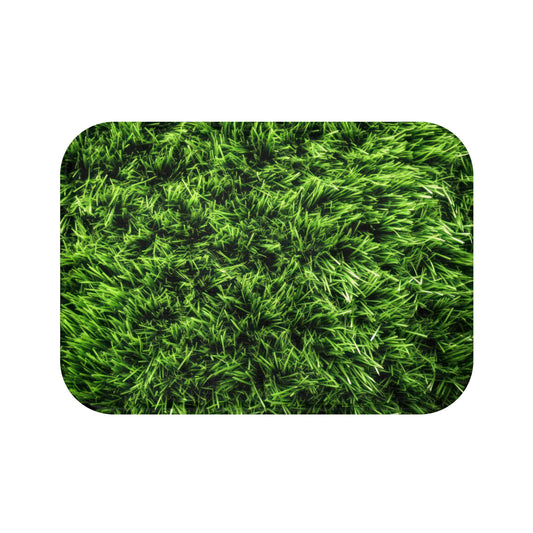 Elevate your bathroom with the freshness of nature using Walking on Grass - Decor Bath Mat. The captivating grass graphic, crafted from durable 100% microfiber, infuses your bathroom with a lush, green ambiance. Its anti-slip backside ensures stability, while the detailed binding around the edges ensures long-lasting quality.