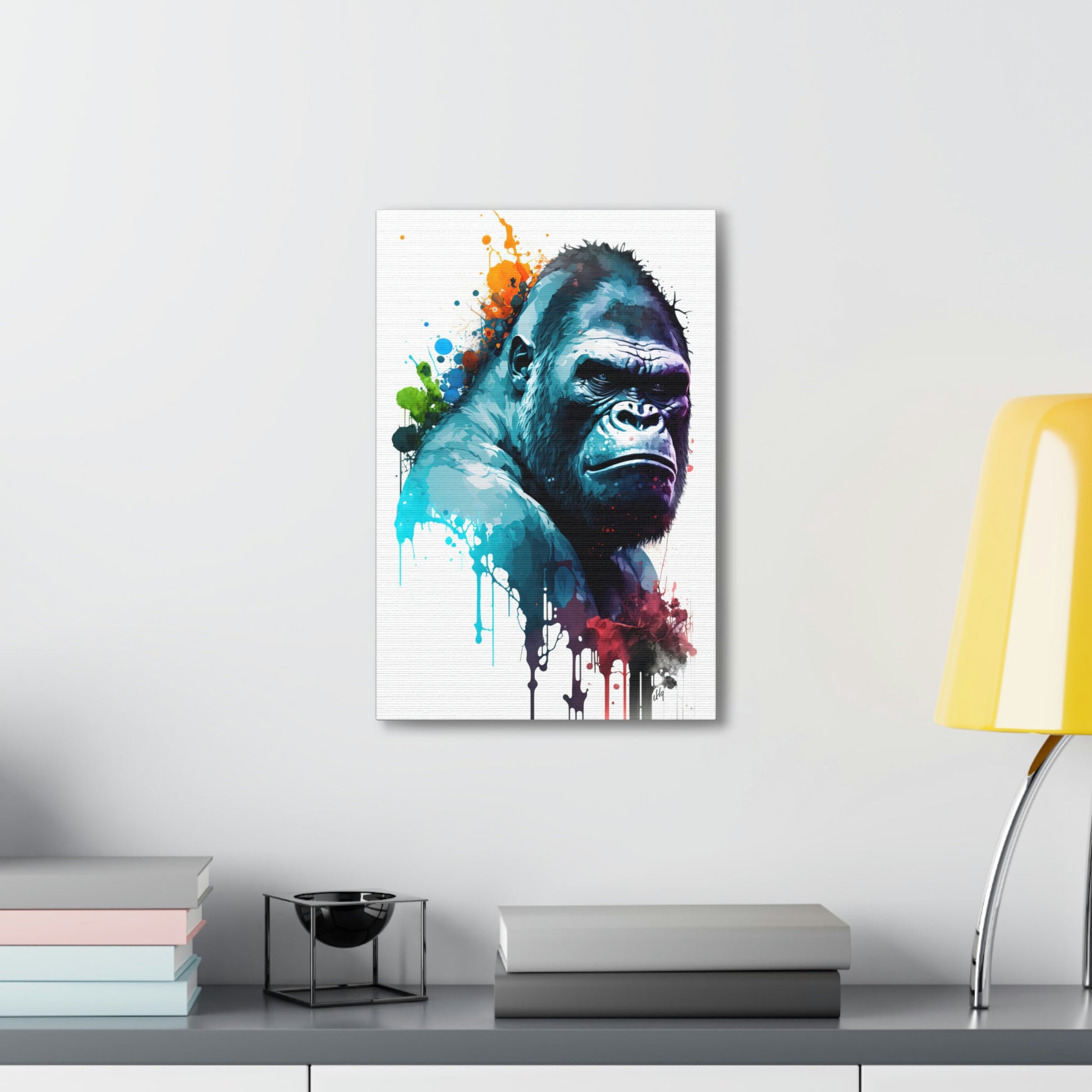 Gorilla Wall Art from the Wildlife Collection, a captivating depiction on canvas, showcasing the powerful presence and depth of this magnificent primate. A must-have for modern wall art aficionados, nature-inspired gallery displays, bold canvas masterpieces, and contemporary art decor enthusiasts.