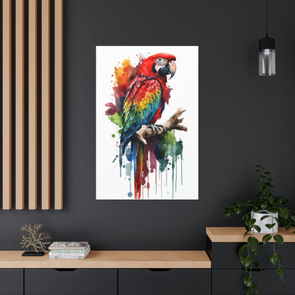 Macaw Wall Art from the Wildlife Collection, a vibrant and detailed depiction on canvas, showcasing the dazzling colors and spirit of this tropical parrot. Perfect for admirers of radiant wall art, nature-inspired gallery spaces, captivating canvas presentations, and a tropical touch to modern home decor.