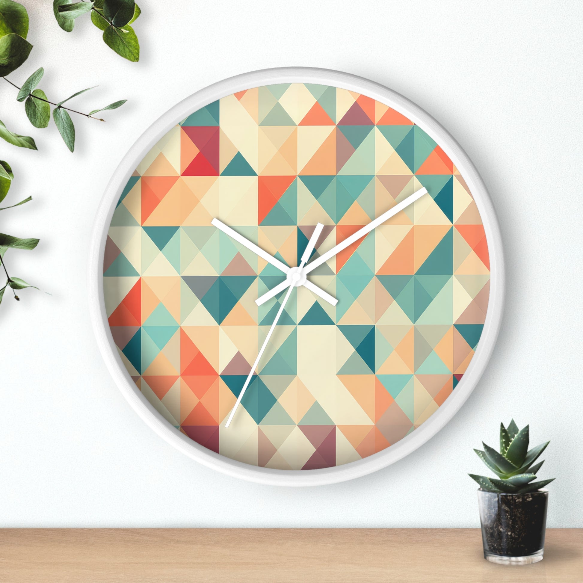 Tranquil Mosaic Design Wall Clock, an artful tile-inspired timepiece perfect for contemporary design wall clock enthusiasts, showcasing unique mosaic embellishments and precision time-telling features for chic home accessories.