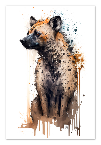 Hyena Wall Art from the Wildlife Collection, a striking representation on canvas, illustrating the raw intensity and natural allure of this often-misunderstood creature. Perfect for those seeking impactful wall art, nature-themed gallery inclusions, dynamic canvas showpieces, and a touch of the wild for contemporary home decor.