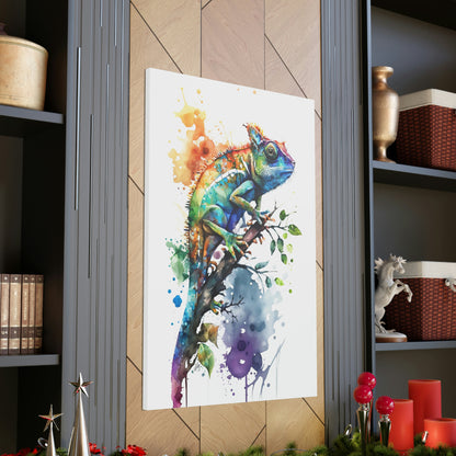 Chameleon Wall Art from the Wildlife Collection, a vivid portrayal on canvas capturing the unique essence of this adaptable creature, perfect for enthusiasts of nature-inspired decor and chic home accessories.