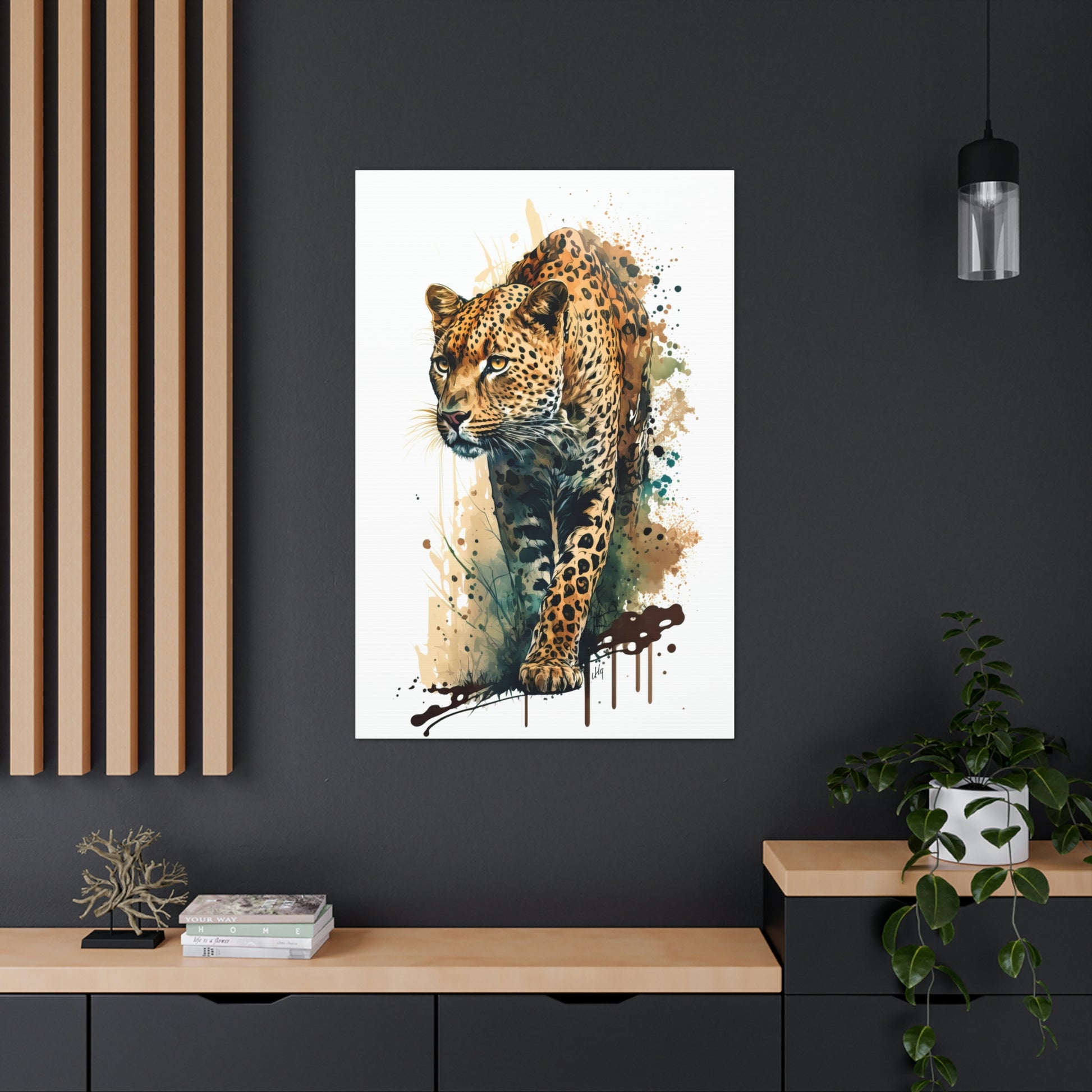 Leopard Wall Art from the Wildlife Collection, a stunning visual on canvas that captures the sleek elegance and stealth of this big cat. Ideal for enthusiasts of exquisite wall art, nature-inspired gallery settings, vibrant canvas depictions, and a blend of wilderness and contemporary home decor elegance.