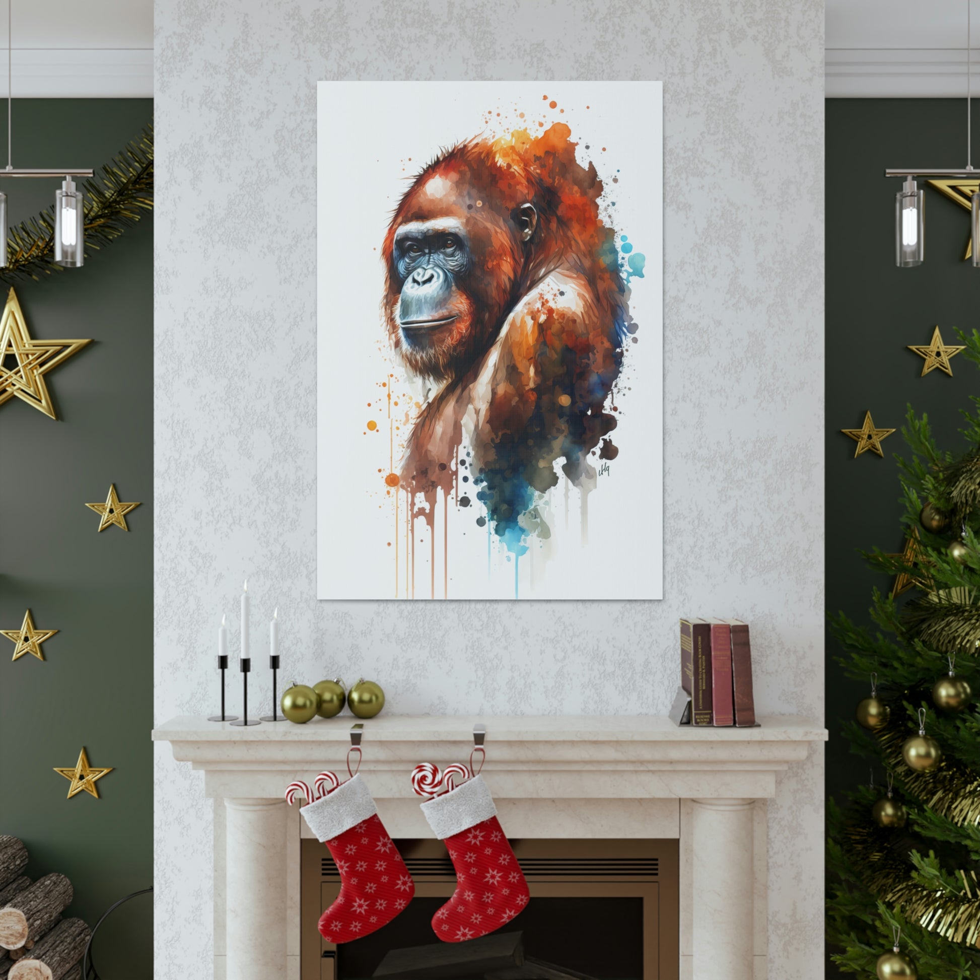 Orangutan Wall Art from our Wildlife Collection captures the soulful gaze and playful spirit of this magnificent ape on canvas. A beautiful addition for anyone keen on adding a touch of nature's charm to their living space, this piece effortlessly bridges the gap between the wild outdoors and your cozy home, making it perfect for lovers of both art and nature.