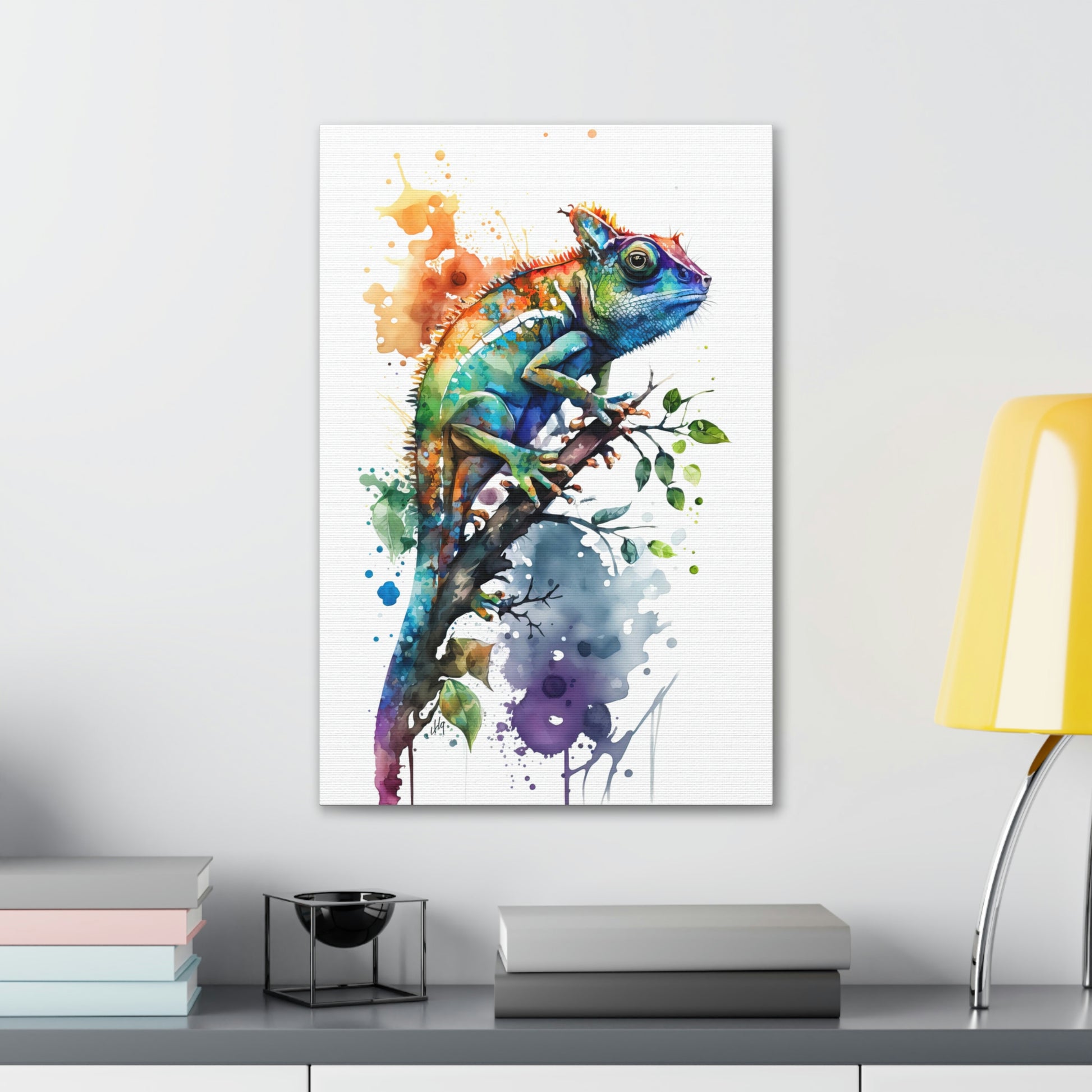 Chameleon Wall Art from the Wildlife Collection, a vivid portrayal on canvas capturing the unique essence of this adaptable creature, perfect for enthusiasts of nature-inspired decor and chic home accessories.