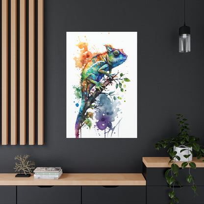 Chameleon Wall Art from the Wildlife Collection, a vivid portrayal on canvas capturing the unique essence of this adaptable creature, perfect for enthusiasts of nature-inspired decor and chic home accessories.