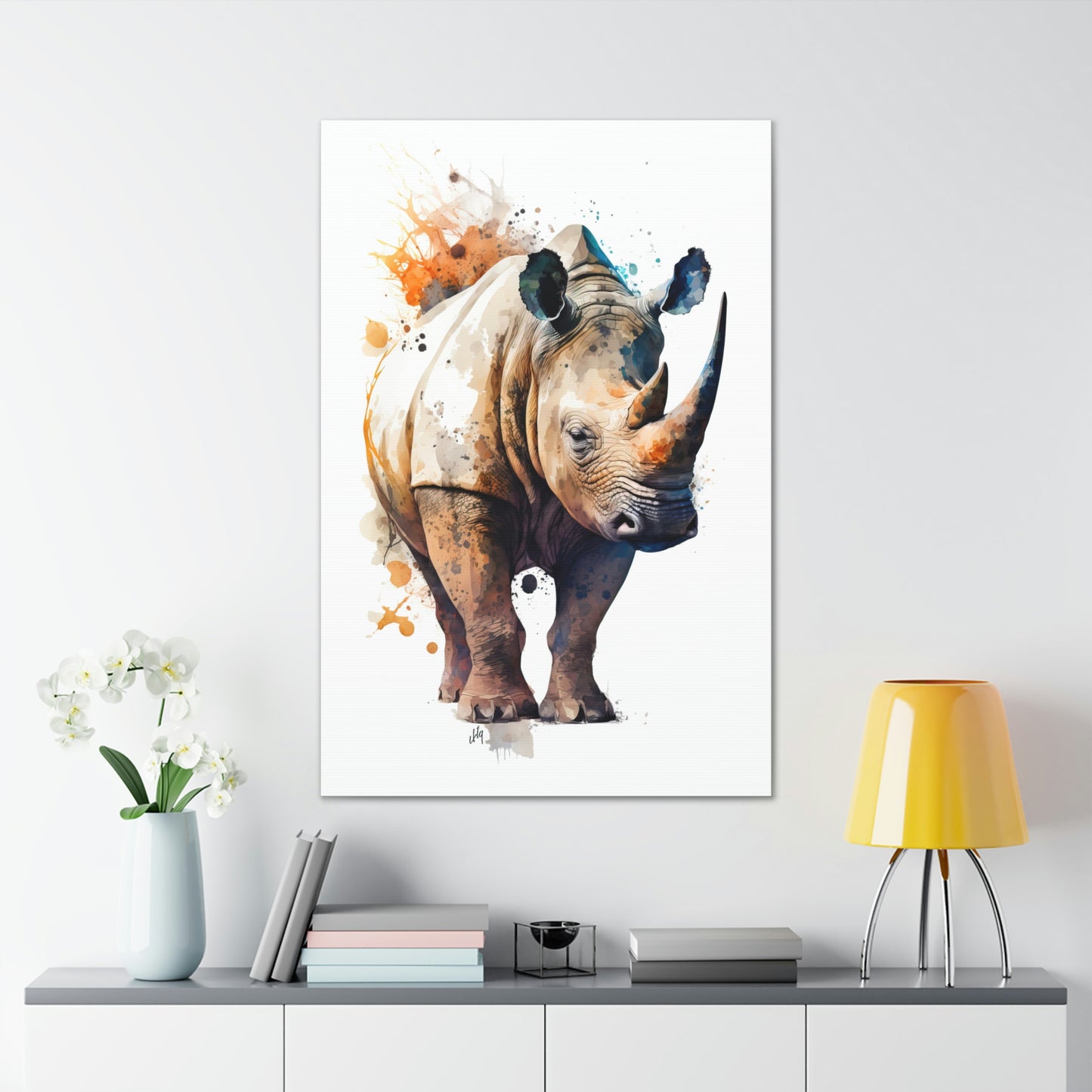 Rhinoceros Wall Art from the Wildlife Collection presents the dignified and powerful stance of this magnificent beast on canvas. Its subtle yet compelling depiction offers a thoughtful nod to nature's grandeur, making it a refined choice for any space looking to echo the majesty of the natural world.