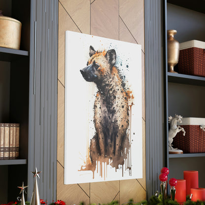 Hyena Wall Art from the Wildlife Collection, a striking representation on canvas, illustrating the raw intensity and natural allure of this often-misunderstood creature. Perfect for those seeking impactful wall art, nature-themed gallery inclusions, dynamic canvas showpieces, and a touch of the wild for contemporary home decor.