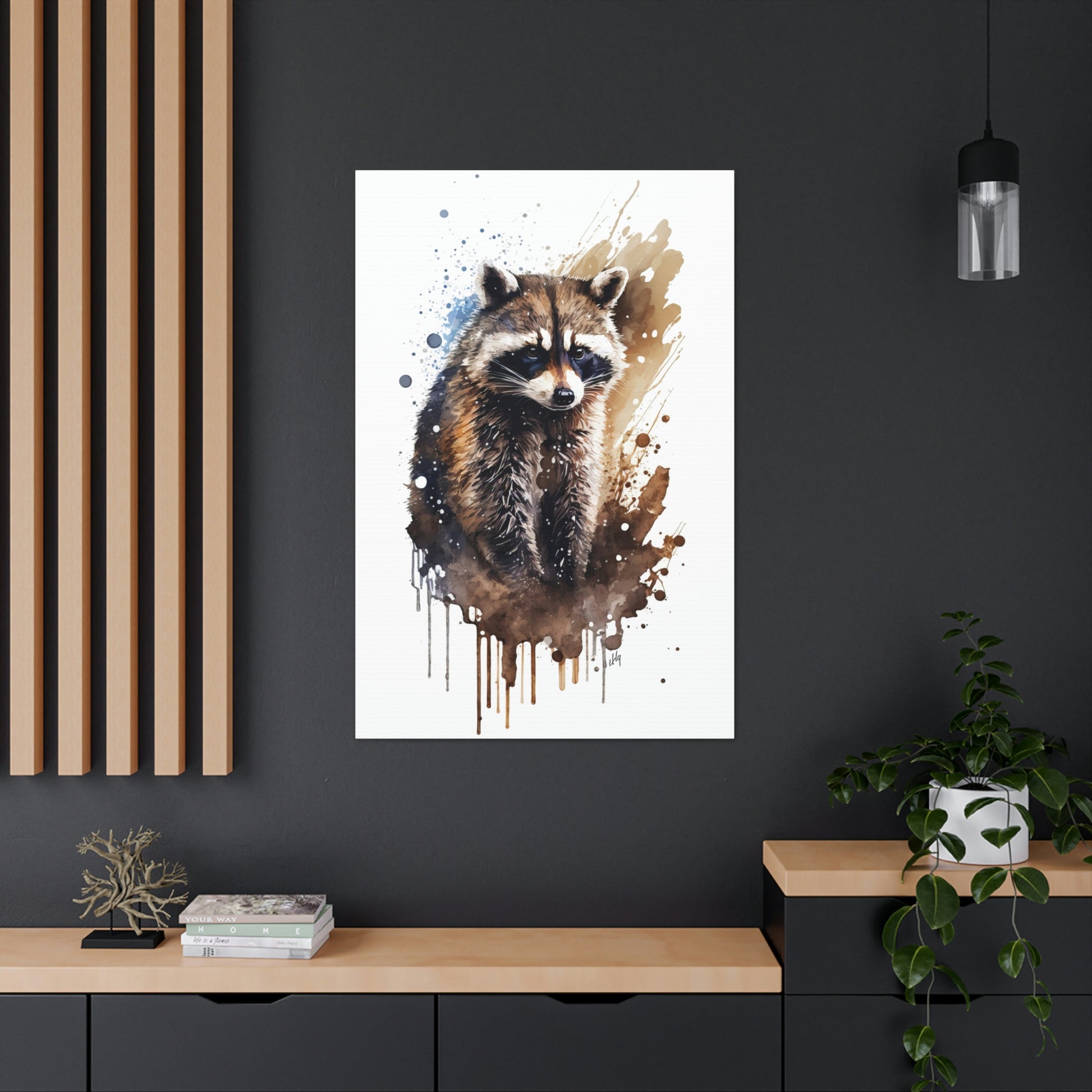 Raccoon Wall Art from the Wildlife Collection elegantly captures the curious and nimble essence of this nocturnal creature on canvas. Perfectly suited for spaces seeking a touch of natural intrigue, this piece offers a harmonious blend of artistry and nature, effortlessly complementing a diverse range of interiors.